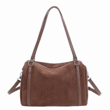 Dámska crossbody kabelka, semišová, kožená, vintage, kávová