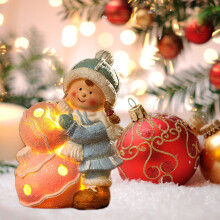 Décoration de Noël LED avec figurines garçon et fille – Décoration de Noël pour bibliothèque, table, cheminée – Veilleuse cadeau
