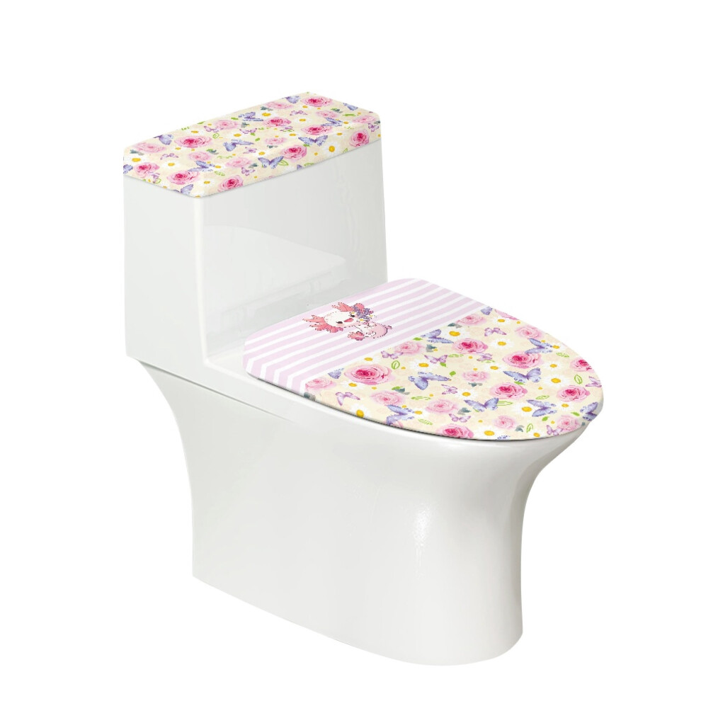 Toilet Lid Cover Floral Butterfly Print Set Of 2 968604482090