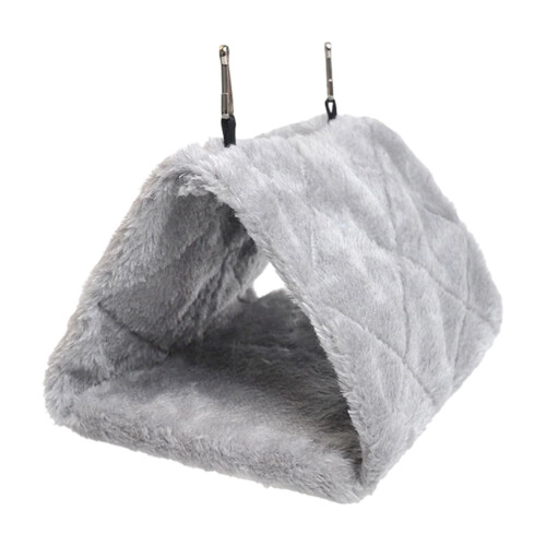 Cama triangular de pelúcia para gaiola de pássaros de 25 cm (10 polegadas), ninho aconchegante e quente para papagaios, casinha resistente para