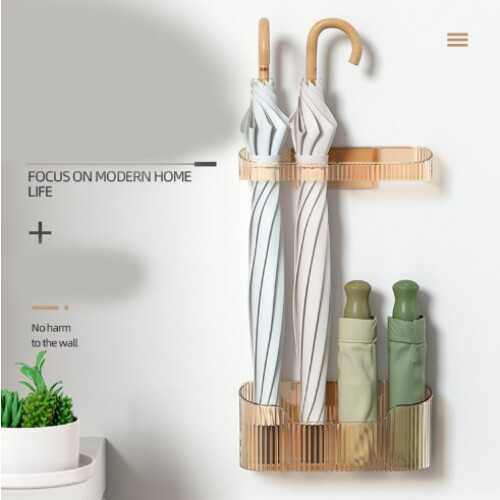 Wall Mounted Umbrella Stand Holder - Space Saving, Amber
