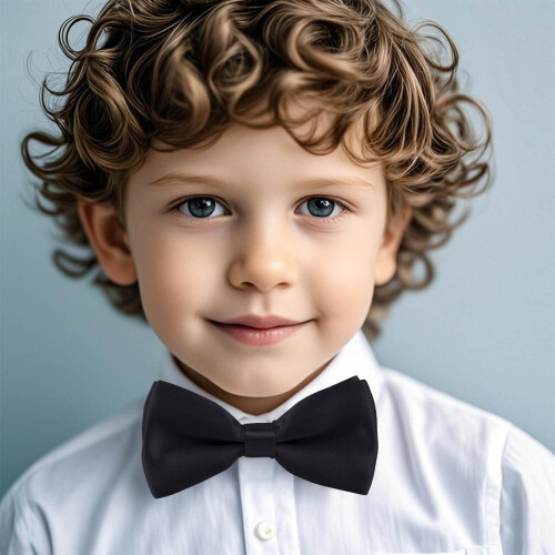 Bow Ties Solid Color Adjustable Bow Tie Collection for Kids and Boys Black Free Size 1