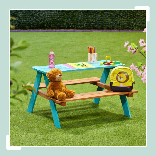 Mesa de picnic infantil de madera con bancos - Madera de pino 1