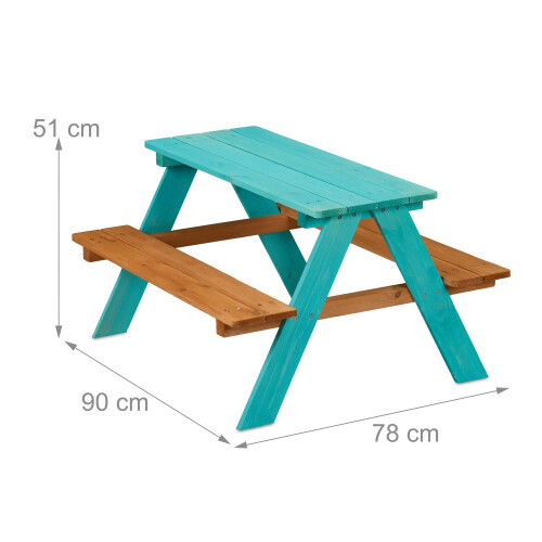 Mesa de picnic infantil de madera con bancos - Madera de pino 2
