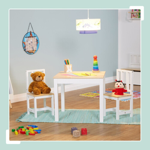 Set tavolo e sedie per bambini - Mobili da interno in legno da 3 pezzi 2