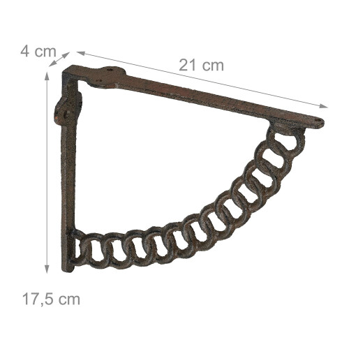 Staffe per mensole in ghisa antica, design a catena, set da 2 2