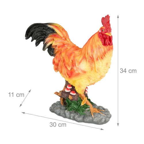 Dekorative Gartenfigur Hahn - lebensechte Statue für den Außenbereich 2