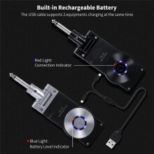 Sistema Inalámbrico para Guitarra 2,4 G, Transmisor y Receptor, Recargable, Giratorio 180