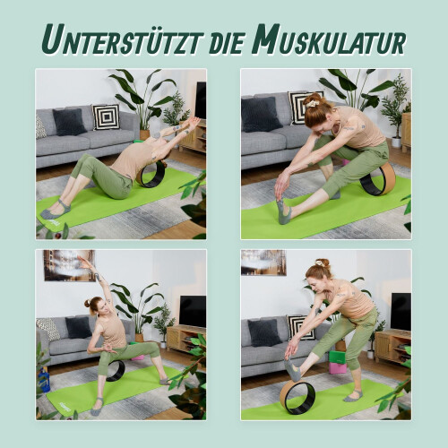 Roue de yoga en liège 32 cm - Support antidérapant pour les postures 1