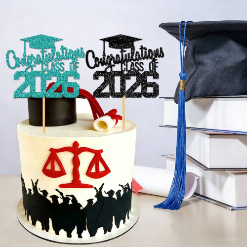 Graduation Cake Topper Glitter Paper 1pc 2