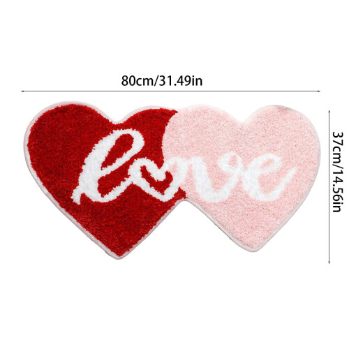 Valentinsdags hjertetæppe med røde, lyserøde roser, design, 45x76 cm 2