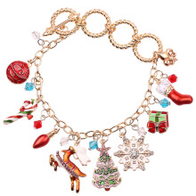Brățară de Crăciun cu pandantive cu tematică de sărbători pentru femei, cadouri de Crăciun personalizate cu 10 simboluri festive și pietre
