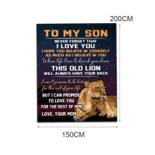 Manta Aconchegante com Imagem de Leão e Mensagem Tipográfica, Manta Personalizada para Filho da Mamãe e do Papai, Ideal como Presente de