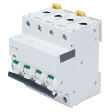 Interruptor automático de 4 polos, de amplia utilidad y fácil instalación, fabricado con material ignífugo, con capacidad de trabajo fiable,