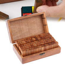 Creative Design Alphabet Rubber Stamp Set Uppercase Lowercase Numbers Symbols70pcs Wood Handle Vintage Packaging Educational Gift for Kids DIY Art