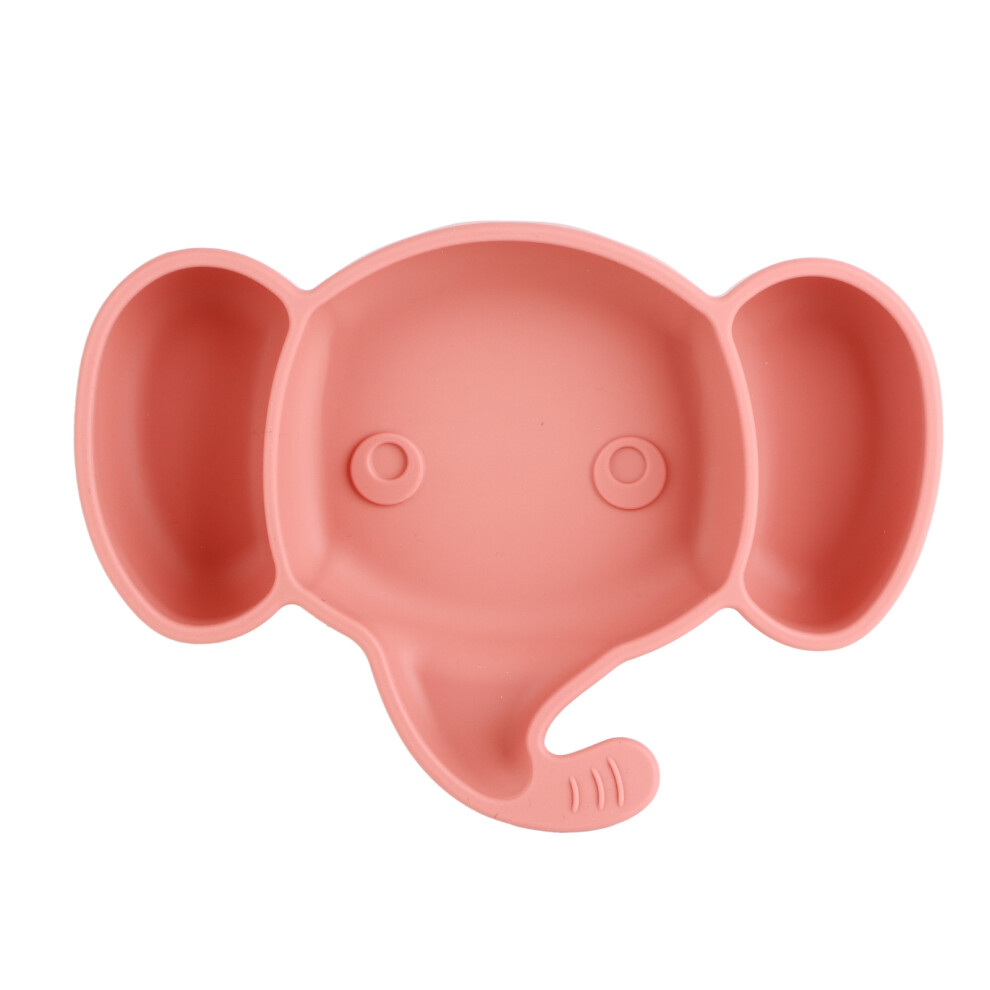 Non Slip Toddler Plates with Suction, Food Grade Silicone Divided Design, Microwave and Dishwasher Safe Unbreakable Dinnerware, Cute Elephant Shaped