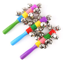Child Safe Wooden Jingle Rattle Toy, Multi Bell Layers For Full Sound, Ideal For Christmas Decorations And Early Childhood Education (3Pcs Rainbow
