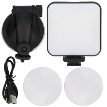 Mini luce LED portatile per selfie, dimmerabile, per videoconferenze, ricaricabile, con luminosità regolabile, attacco universale a slitta, ventosa.