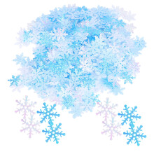 Bridal Shower Snowflake Decorations Winter Wonderland Theme, Super Shiny Blue White Confetti Large Quantity Different Sizes Assorted Eye Catcher