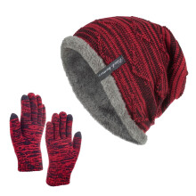Gloves and Hat Sets Gloves for Cold Weather Winter Hats Women Men Solid Color Wool Hat Knitted Hat Glove Two Piece Set Red