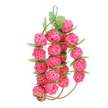 Colorful Appearance With Bird Cage Decoration Pet Parrot Chewing Swing Toys Natural Rattan Ball String Hanging Rope Bells Mental Stimulation Safe And