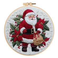 Christmas Cross Stitch Kits, DIY Embroidery Kit for Adults with Pattern,Cotton Threads,Needles,Instruction,20cm Hoop,for Decor Home Room