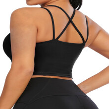 Sommar Crop Tops Vadderade Sport-BH för Dam Vadderade Sport-BH Långa Linnen Casual Linnen Linne Ärmlösa Crop Tops