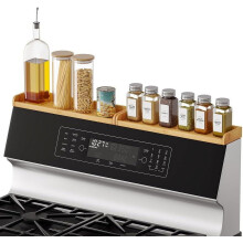 30" Wide Kitchen Shelf Organizer for Stove, Magnetic Bamboo Spices Shelf for Home Stove Kitchen Storage Organization (Fit for Flat Top Only)
