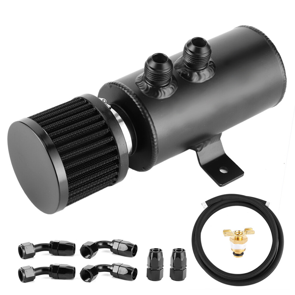 Oil Catch Can Tank Baffled Oil Particle Separation Universal Aluminum Reservoir Tank With Breather Filter Engine Cleanliness Tig Welded Durability 9370362926524