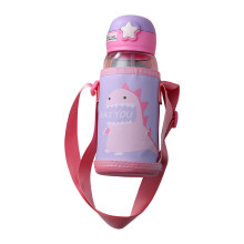 Leak-Proof Dinosaur Sippy Cup Water Bottle with One-Hand Action Lid, Straw & Carry Bag – Compatible with School/Travel