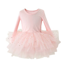Toddler Girls Ballet Tutu Dresses Long Sleeve Sequin Tulle Ballerina Outfits Dance Leotards Pink 3-4 Years
