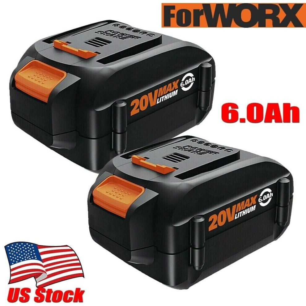 2-Pack Max 20V For Worx Wa3525 20V 6.0Ah Max Lithium Battery Power Tools Wa3520 9558633048483
