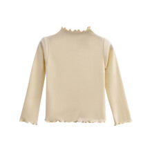 Little Girls Long Sleeve Tee Shirts Soft Turtleneck Layering Pullover Slim Stretchy Tops Beige 4-5 Years