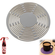 Multifunctional Mesh Coaster & Silicone Wine Bottle Carrier with Expandable Tote, Portable 2-in-1 Drink Holder (#B)