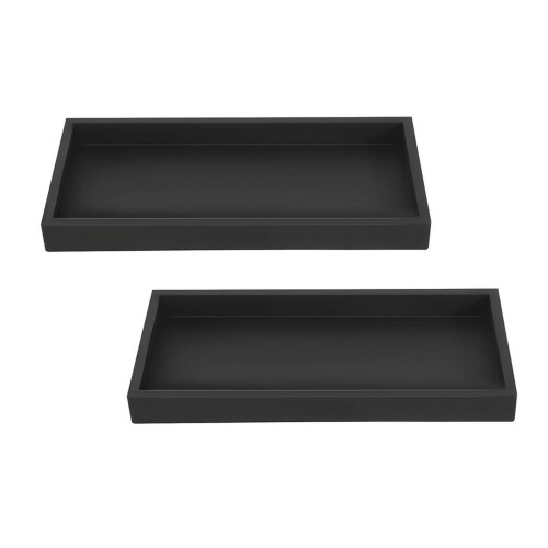 Set of 2 Bathroom Trays, Black Silicone Storage Tray(Rectangle)