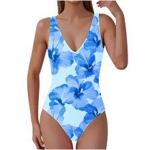 Costum de baie dintr-o singură piesă pentru femei, cu imprimeu floral și croială adâncă, cu control al abdomenului