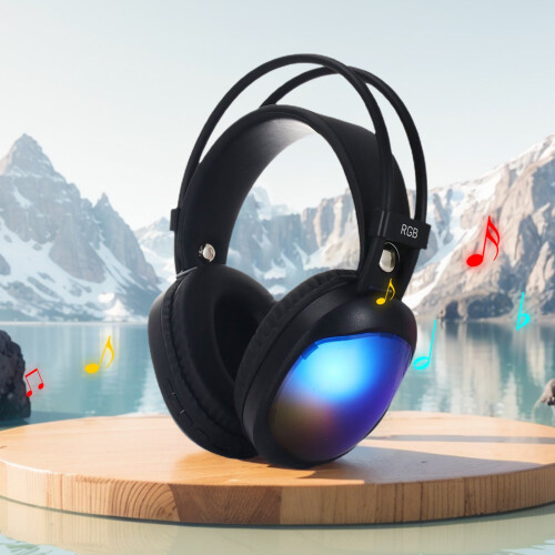 Bluetooth Wireless Gaming Headset RGB Light Rechargeable 2