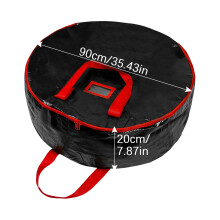 Round-Layer Cover Storage Bag for Wreaths - 35.4in Diameter Bag for Christmas Wreath Storage, Large Capacity Holiday Storage Solution