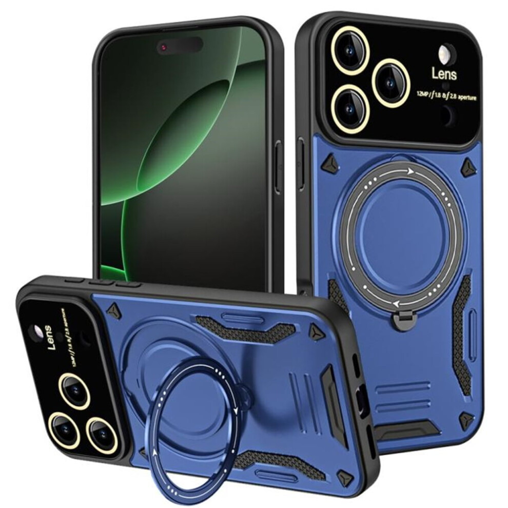 Hybrid Rotating Kickstand Case For Compatible With Iphone 17 Pro Â Magsafe, Wireless Charging, Shockproof, Military Drop Protection, Blue 9485826636427