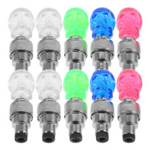 10Pcs Plated Silver Skull Bike Tire Light LED Bicycles Wheel Lamp Practical Night Riding Tool