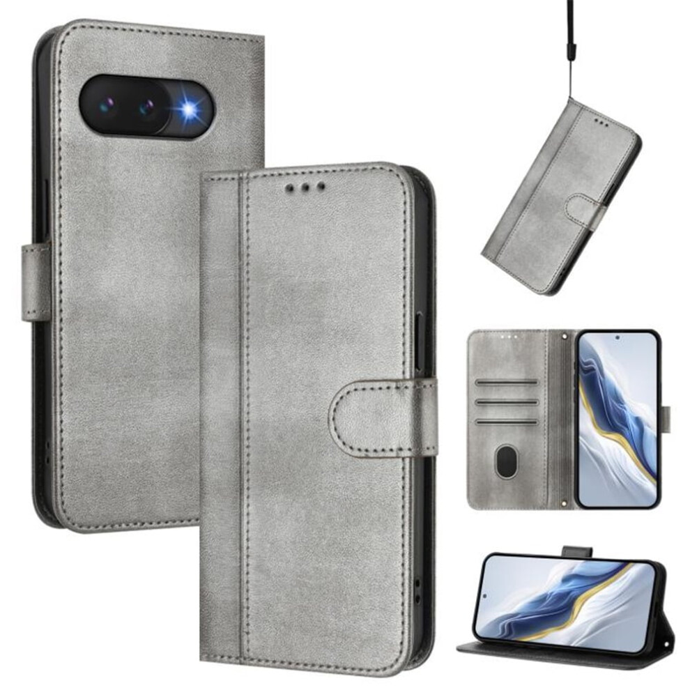 Google Pixel 9A Phone Case Wallet Flip Leather Tpu Grey 941196012166