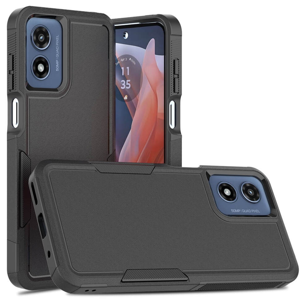Defender Case For Motorola Moto G Play 4G 2024 Â Heavy Duty, Dustproof, Shockproof, Non-Slip Rugged Cover, Black 9558633047363
