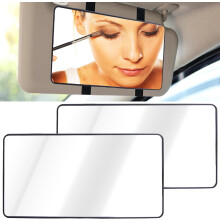 Car Sun Visor Mirror with Strap, HD Cosmetic Mirror Compatible with Cars, SUVs, Trucks (Black)