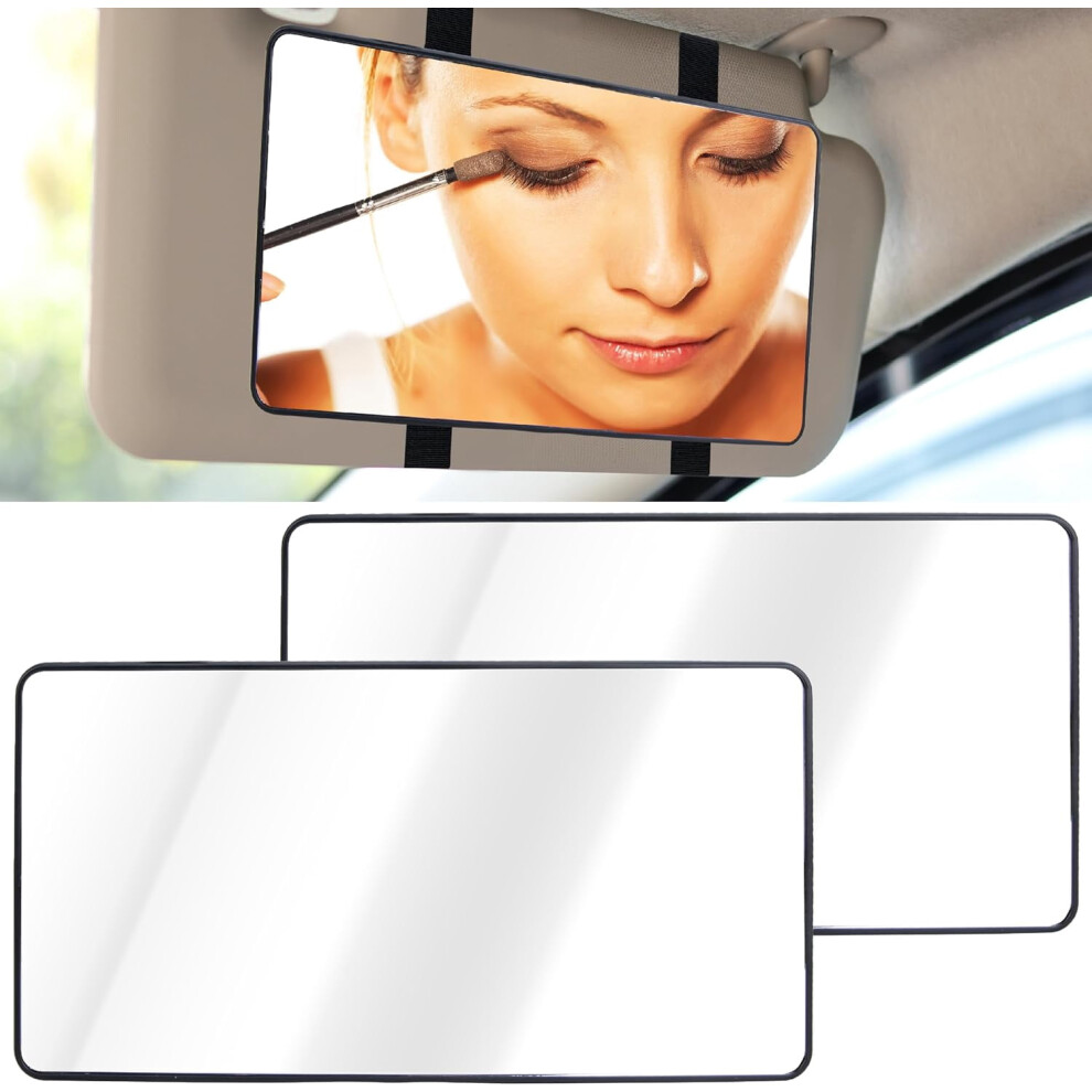 Car Sun Visor Mirror With Strap, Hd Cosmetic Mirror Compatible With Cars, Suvs, Trucks (Black) Black 9558633047400
