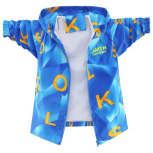 Boys Rain Jacket with Detachable Hood Lightweight Raincoats for Kids Blue 3-4 Years