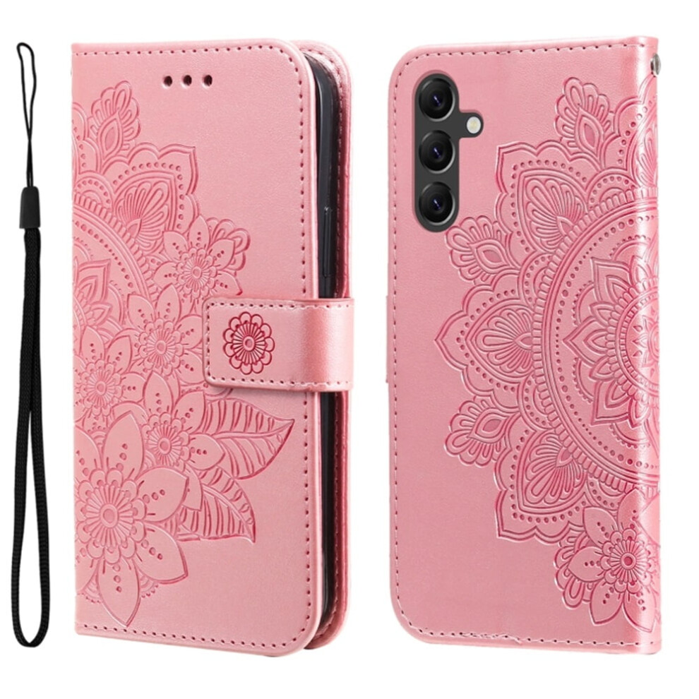 Pu Leather Flip Wallet Case With Magnetic Closure, Card Slots & Hanging Rope, Compatible With Samsung Galaxy A15 (4G/5G), 6.5" Pink 9558633048100