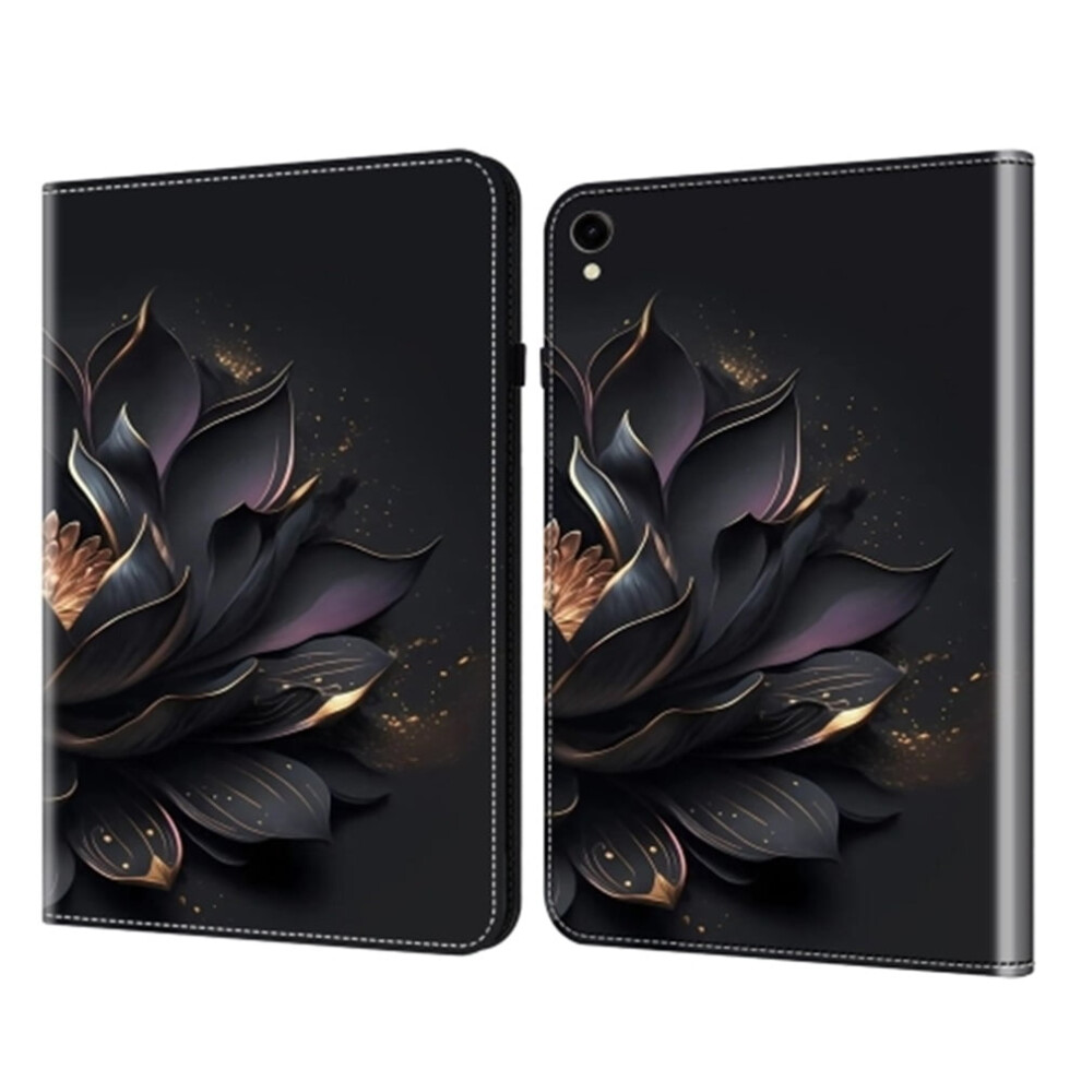 Tablet Case Compatible With Samsung Galaxy Tab S9/S9 Fe, Pu Leather Tpu Folio With Card Slots & View Stand, Flower Black 9558633047455