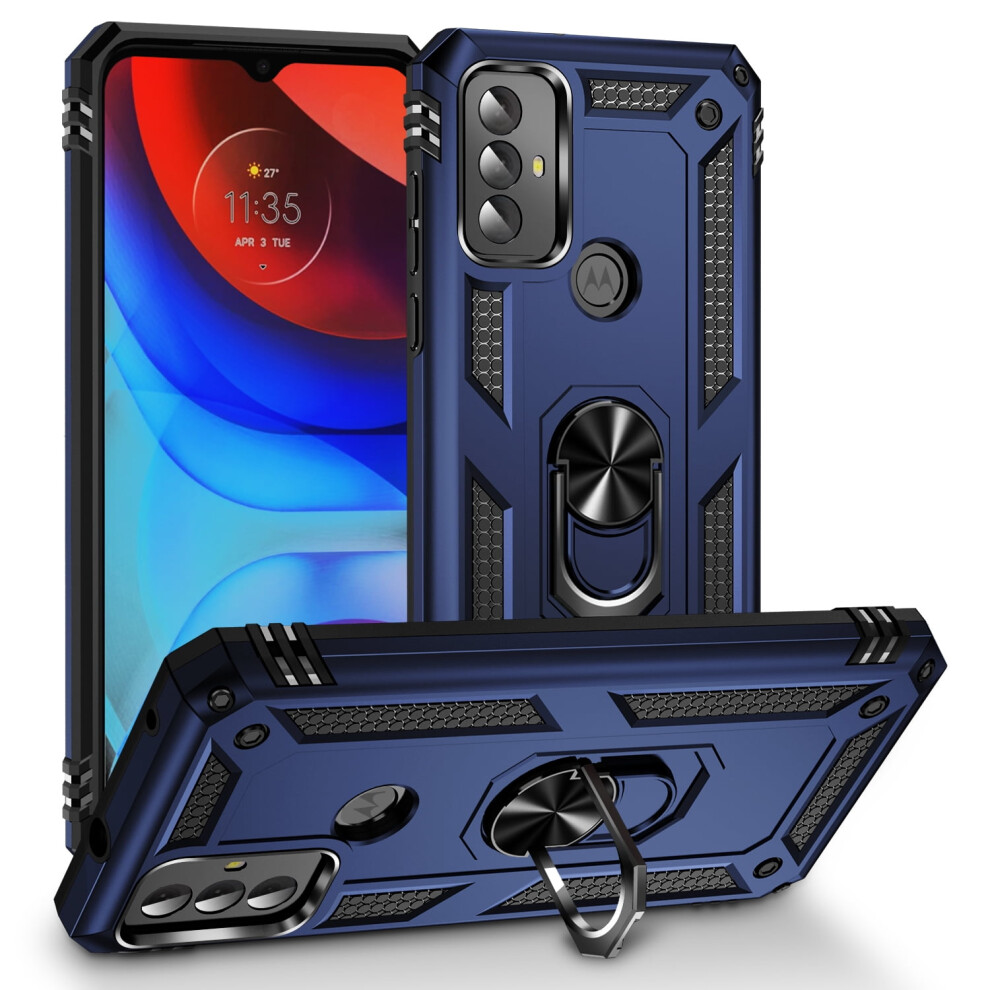 Moto G Play 2023 Case, Military-Grade Shockproof Cover With 360 Rotating Kickstand - Blue 9193271840169