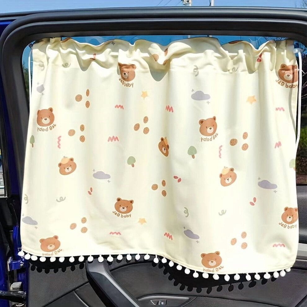 Cute Car Sunshade Curtain, Sedan Blackout Curtain, Suction Cup Style Car Interior Sunscreen Heat Insulation Sunshade Blocking Privacy Curtain 9193271840206