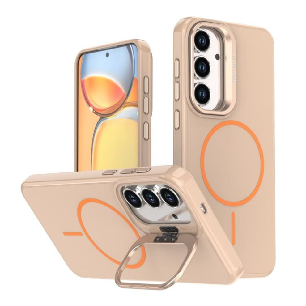 Slim Frosted Tpu Case For Samsung Galaxy S24 Fe 5G Â Magsafe Compatible, Metal Camera Ring, Kickstand, Shockproof Orange 9418476697715